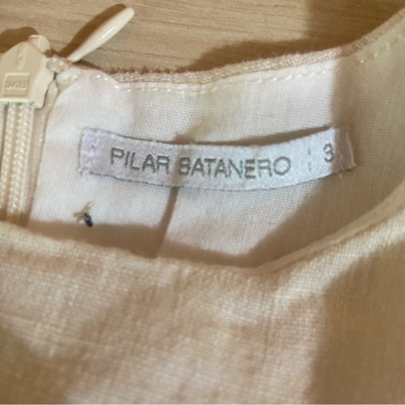 Pilar Batanero Linen Baby Girl Dress Tiered Color Block Pastels Boho Coastal - Picture 5 of 7